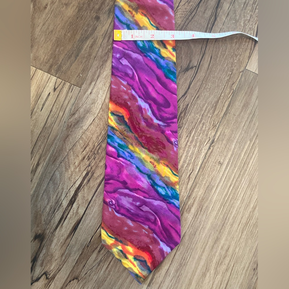 J Garcia Riptide collection five 100% silk watercolor bright colorful men's tie - Picture 6 of 7